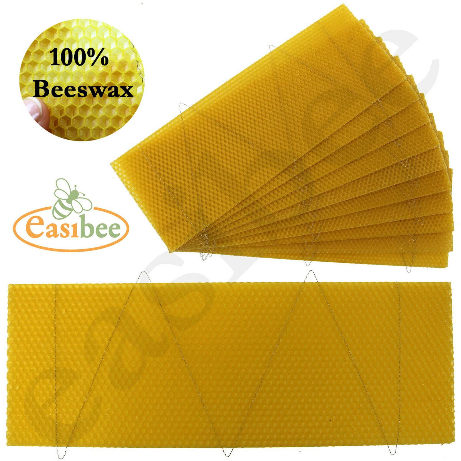 10 easibee National Bee Hive Super Wired 100/% Natural Beeswax Wax Foundation Sheets 10pcs